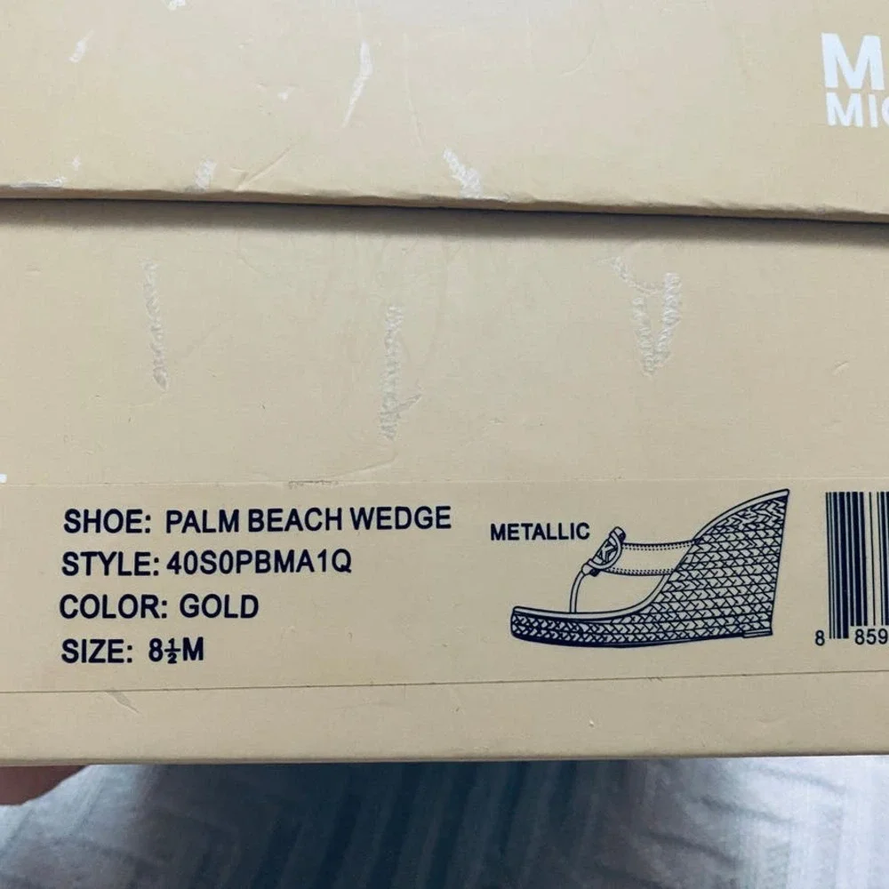 Michael Michael Kors platinum espadrille wedge sandals